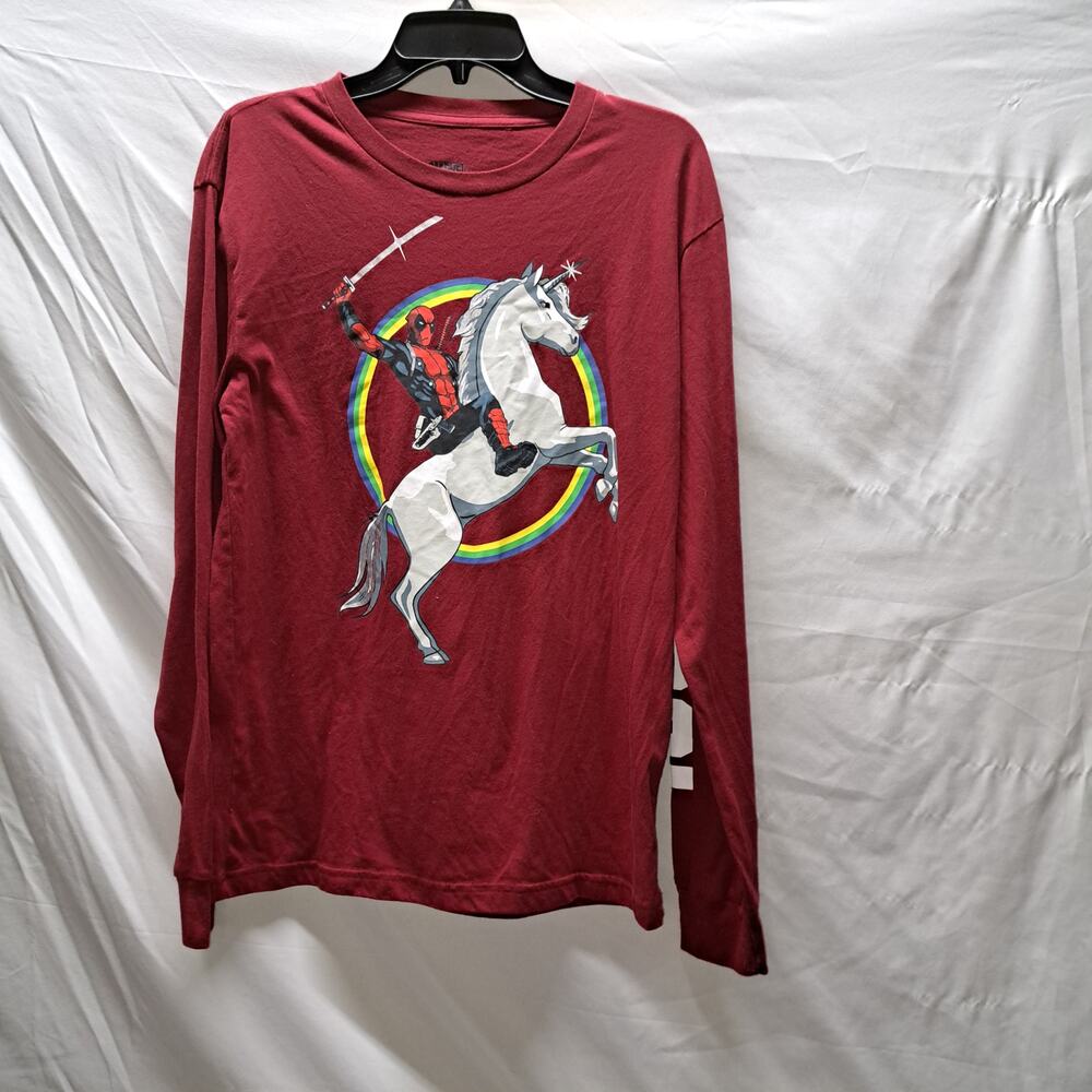 Mad Engine Marvel Men Long Sleeve Deadpool Unicorn Pullover Shirt Unisex Medium